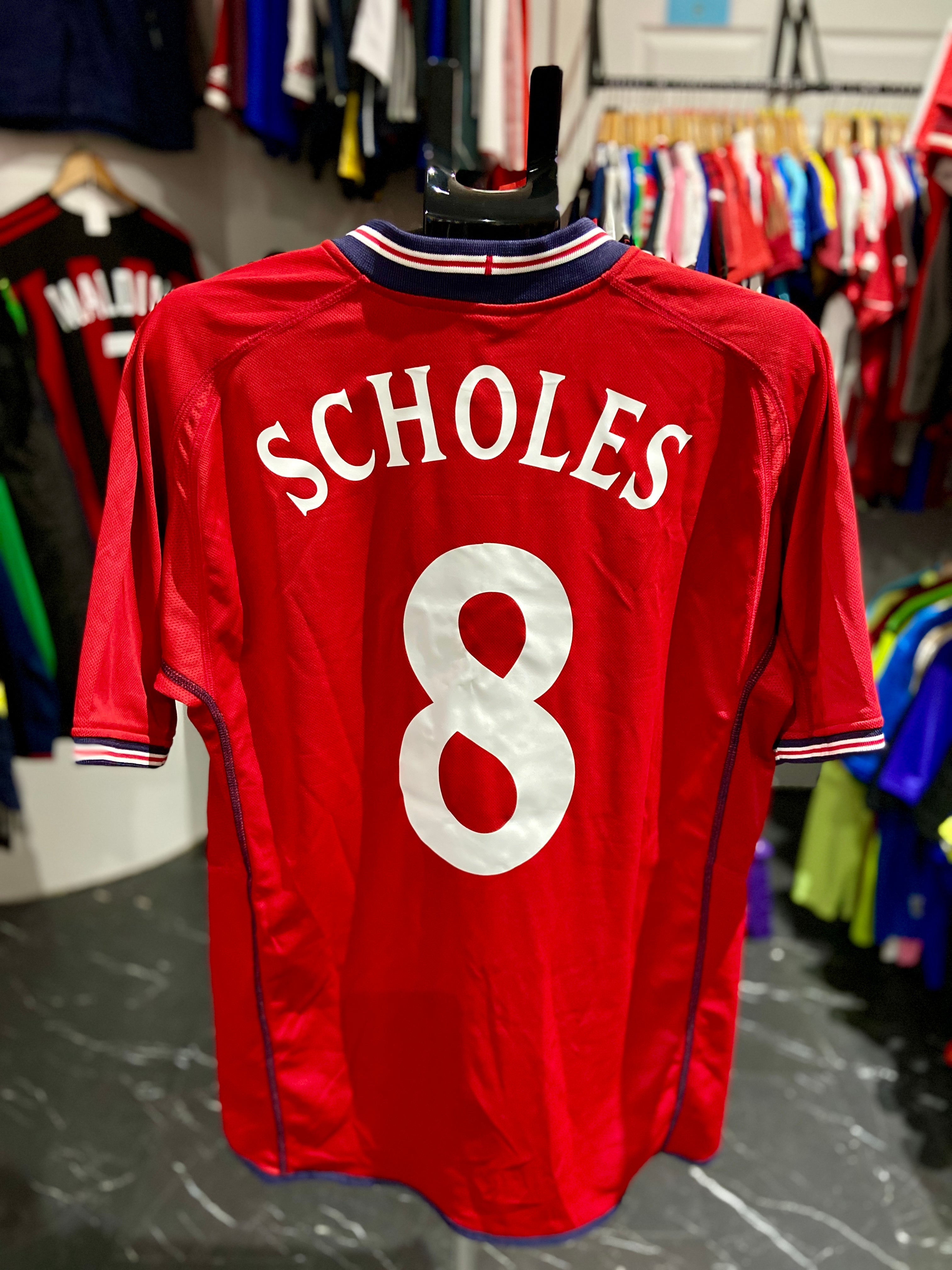 Umbro England 2002 Paul Scholes #8 Away Jersey - Men (XL Umbro England 2002 Paul Scholes #8 Away Jersey - Men (XL